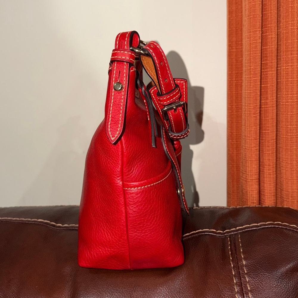 ‼️Dooney & Bourke Red Florentine Leather Small Lucy Hobo Shoulder Bag - Picture 5 of 14
